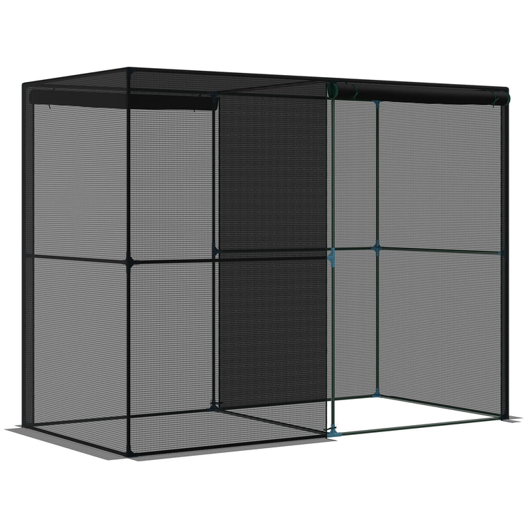 94.5" x 47.25" x 72.75" Black Greenhouse with Roll-Up Doors