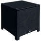 Rattan Side Table Wicker Coffee Table with Glass Top Outdoor Patio Furniture For Patio Poolside Garden Lawn, Black