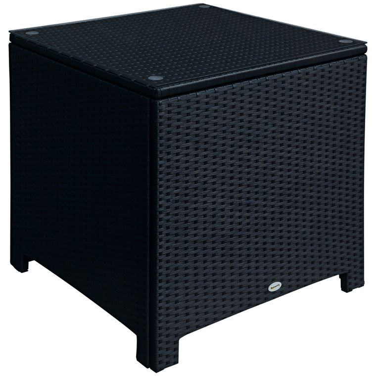 Rattan Wicker Coffee Table with Glass Top