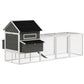 137" Wooden Chicken Coop with Chicken Run, Nesting Box, Dark Grey