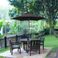 6.6FT Patio Umbrella, Outdoor Parasol with 6 Solid Ribs, Black