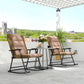 Folding Rocking Chair Set of 2 Padded Rockers with Armrest, Light Grey