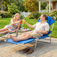 Folding Lounge Chair Outdoor, Tanning Chair with Face Hole Arm Slots, Beach Chaise Lounger with Pillow, 5-Position Adjustable Portable Sun Lounger Bed for Pool, Black