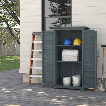 34.3" x 18.3" x 63" Wood Garden Shed with Tiered Shelves