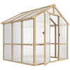 6.6 x 6ft Polycarbonate Greenhouse Wooden Green House with Thickened Polycarbonate Sheets, Lockable Door, Brown