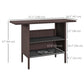 Bar Height Outdoor Rattan Table, Patio Wicker Bar Table with 2 Storage Shelves, 55.1" x 18.5" x 37", Brown