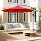 9.7ft Offset Patio UmbrellaCantilever Parasol with Crank Handle, 8 Ribs and Cross Base for Outdoor, Sun Shade, Wine Red