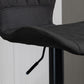 Bar Stools Set of 2, Adjustable Height Swivel Bar Chairs, Linen-feel Fabric Upholstered Kitchen Counter Stools with Wide Seat, Back and Footrest, Black