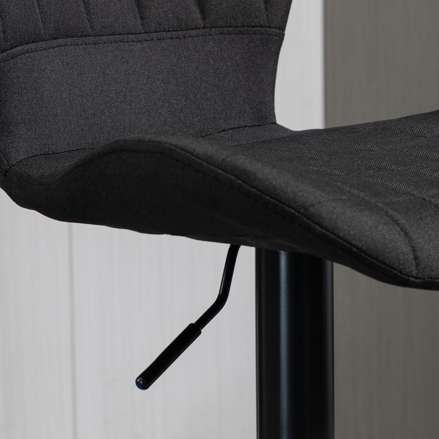 Bar Stools Set of 2, Adjustable Height Swivel Bar Chairs, Linen-feel Fabric Upholstered Kitchen Counter Stools with Wide Seat, Back and Footrest, Black