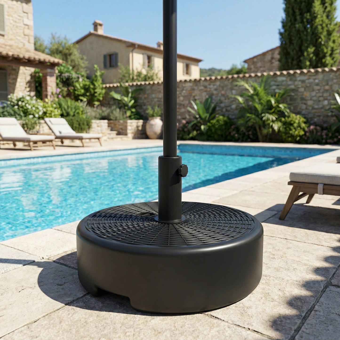 Black Patio Umbrella Base with Handle