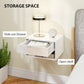 Floating Bedside Tables Set of 2, Wall-Mounted Nightstand, High Gloss White