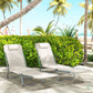 Set of 2 Folding Chaise Lounge Chairs, Outdoor Poolside Sun Tanning Chairs w/ Pillow, Reclining Backrest, Cream White