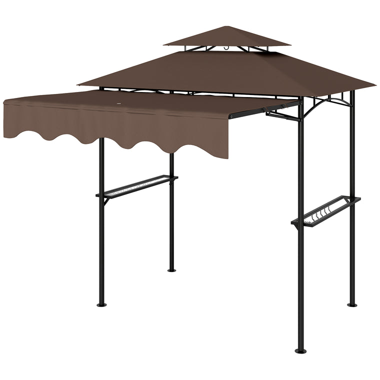 8' x 7.6' Brown Grill Gazebo with Double Tiered Roof