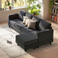 L Shaped Couch, L Shape Sofa with Chaise Lounge and Spring Cushion for Living Room, Bedroom, Charcoal Grey