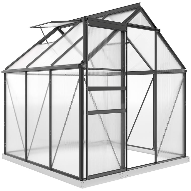 6' x 6' x 6.5' Grey Polycarbonate Greenhouse with Roof Vent