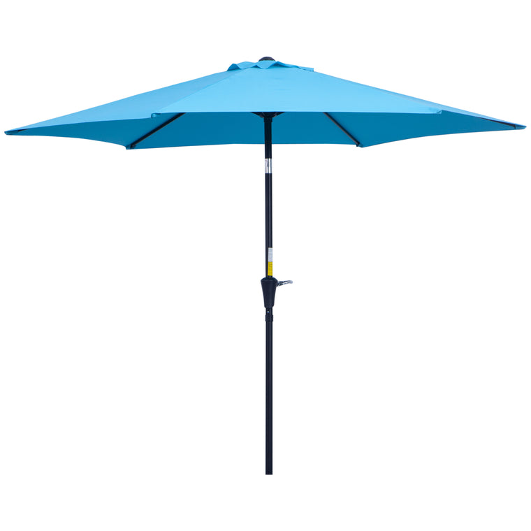 8.5' Blue Round Aluminum Parasol with 6 Ribs & Crank Handle