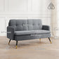 55" Loveseat Sofa, Corduroy Love Seat w/ S spring, Steel Legs and Button Tufting, Small Couch for Living Room, Dark Grey