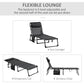 Outdoor Folding Chaise Lounge, Reclining Lounge Chair with Adjustable Backrest and Removable Pillow, Black
