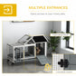 Rabbit Cage with Wheels, Ramp, Run, Tray for Indoor Outdoor, Suitable for Rabbit, Guinea Pig, Grey