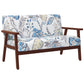 Compact Loveseat Sofa Couch Linen Fabric Double Seat Sofa with Rubber Wood Legs Multicolour