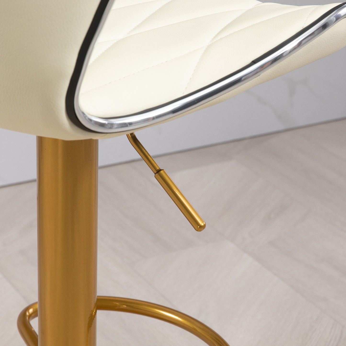 Counter Height Bar Stools Set of 2, Adjustable Height Bar Chairs with Swivel Seat, PU Leather Upholstery