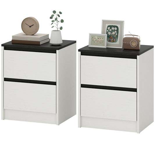 Nightstands Set of 2 with 2 Drawers - White