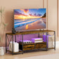 Industrial TV Stand for up to 55 Inch TV, TV Console with Charging Station and RGB LED Lights, Rustic Brown