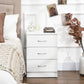 Bedside Table with 3 Drawers, Modern Wood Nightstand, Side Table with Anti-tipping Design for Bedroom, Set of 2, White