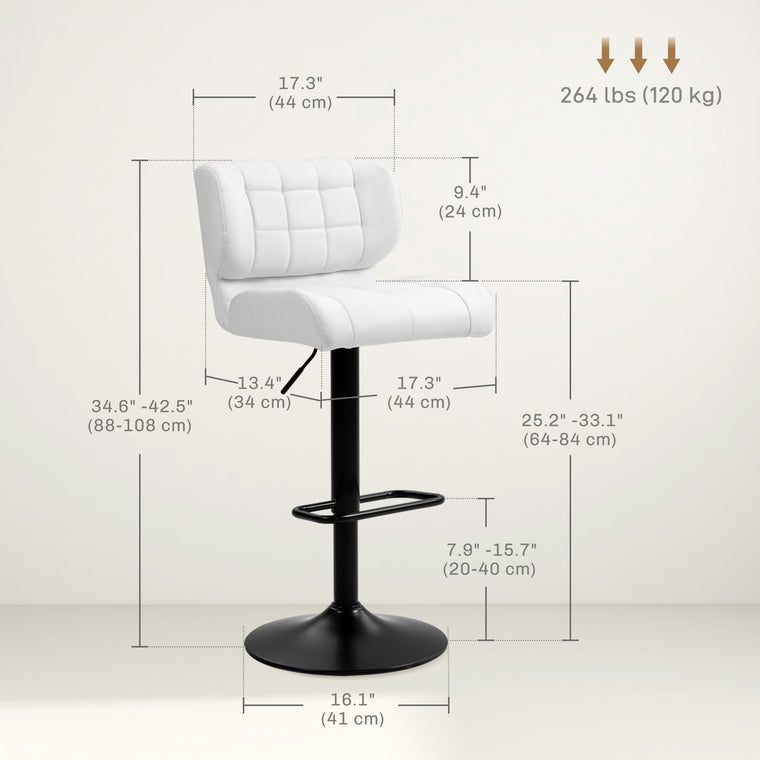 Swivel Bar Stools Set of 2, Adjustable PU Leather