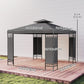 10 x 10 FT Canopy Gazebo, Double Roof Patio Gazebo with Screen Panels and Metal Frame for Deck, Backyard, Dark Grey