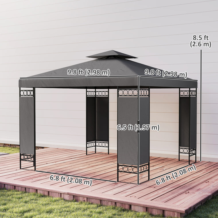 10' x 10' Dark Grey Canopy Gazebo with Screen Panels