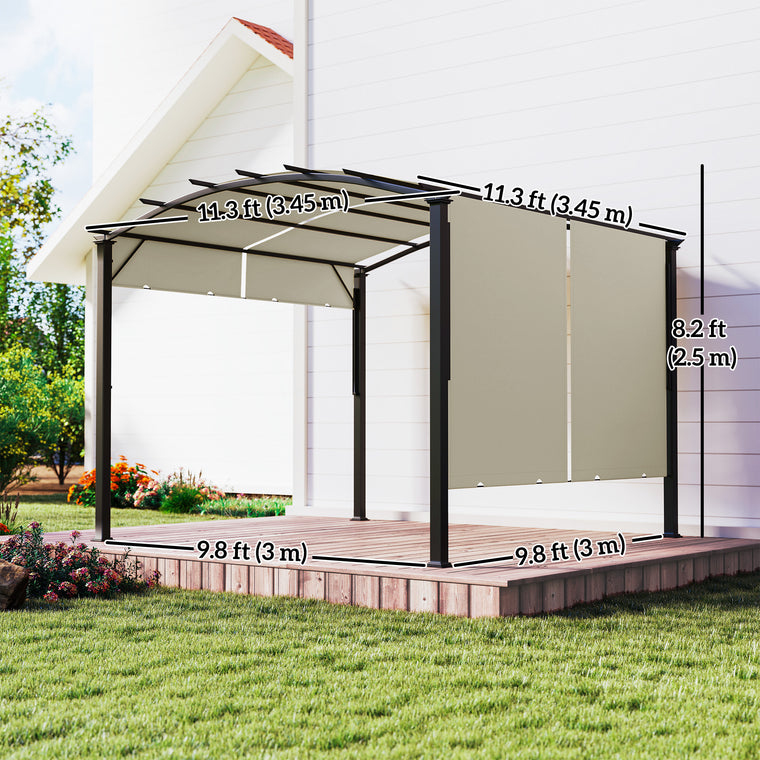 11' x 11' Beige Retractable Pergola Canopy