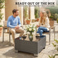 21.7" Square Patio Table, Small Outdoor Patio Coffee Side End Table with Tempered Glass Top, Black