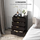 Modern Chest of Drawers 4 Drawer Dresser for Bedroom with Gold Legs and Handles, Black