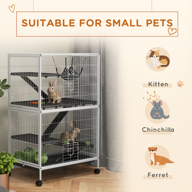 5-Tier Light Grey Rolling Guinea Pig Cage for Small Animals