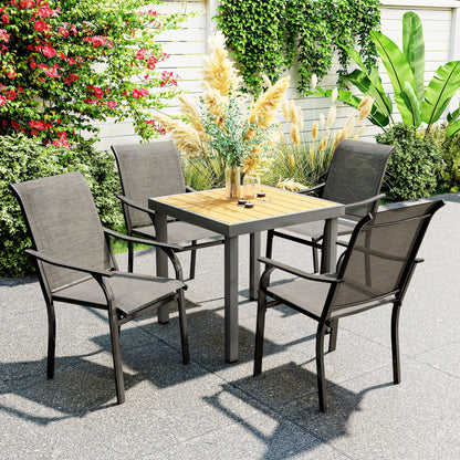 Patio Chairs with Armrest and High Backrest, Set of 4