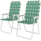 Set of 2 Folding Patio Chairs, Portable Chair Set with Armrests for Camping, Garden, Pool, Beach, Backyard, Green