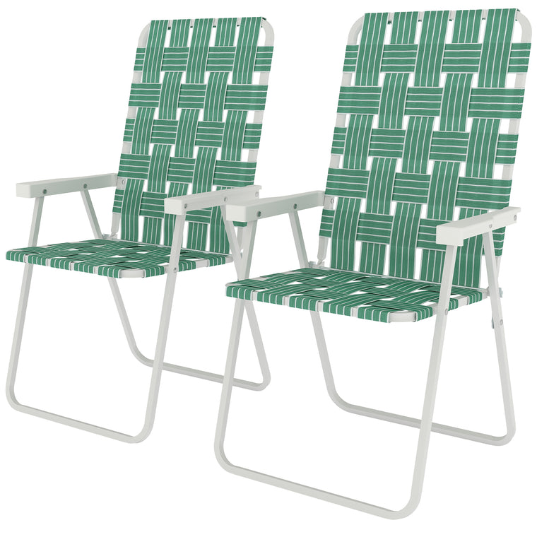 Folding Portable Patio Chairs with Armrests, Set of 2