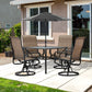 5-Piece Outdoor Patio Dining Set, 4 Swivel Rocker Chairs and 37" x 37" Dining Table Furniture Set with Umbrella Hole for Garden, Lawn and Backyard, Black (Umbrella not included)