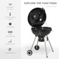 Portable Kettle Charcoal Grill for Outdoor Grilling Heat Control BBQ Barbecue