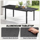 Expandable Patio Dining Table for 8-10 People, 60.6"/84.3" Aluminum Outdoor Dining Table with Adjustable Foot Pads
