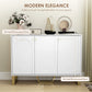 Sideboard Buffet Cabinet with 3 Doors, Modern Storage Cabinet with Adjustable Shelves & Center Leg, White