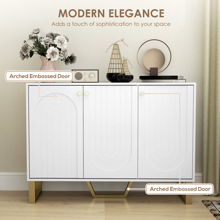 3-Door Sideboard Buffet Cabinet with Storage - White