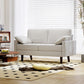 3 Seater Sofa, Velvet Upholstered Couch with Spring Cushions, Rubber Wood Legs and 2 Pillows, Cream White