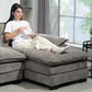 Sofa Couch with Chaise Lounge, Chenille L-shaped Couch with Double-layer Seat Cushion for Living Room, Grey