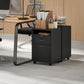 24" Small Filing Cabinet with Open Compartment, Drawer and Wheels, Home Office Storage Cabinet, Black