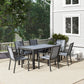 7 Piece Outdoor Dining Set with Rectangular Table and 6 Stackable Chairs, for Backyard, Lawn, Deck, Balcony, Pool Side