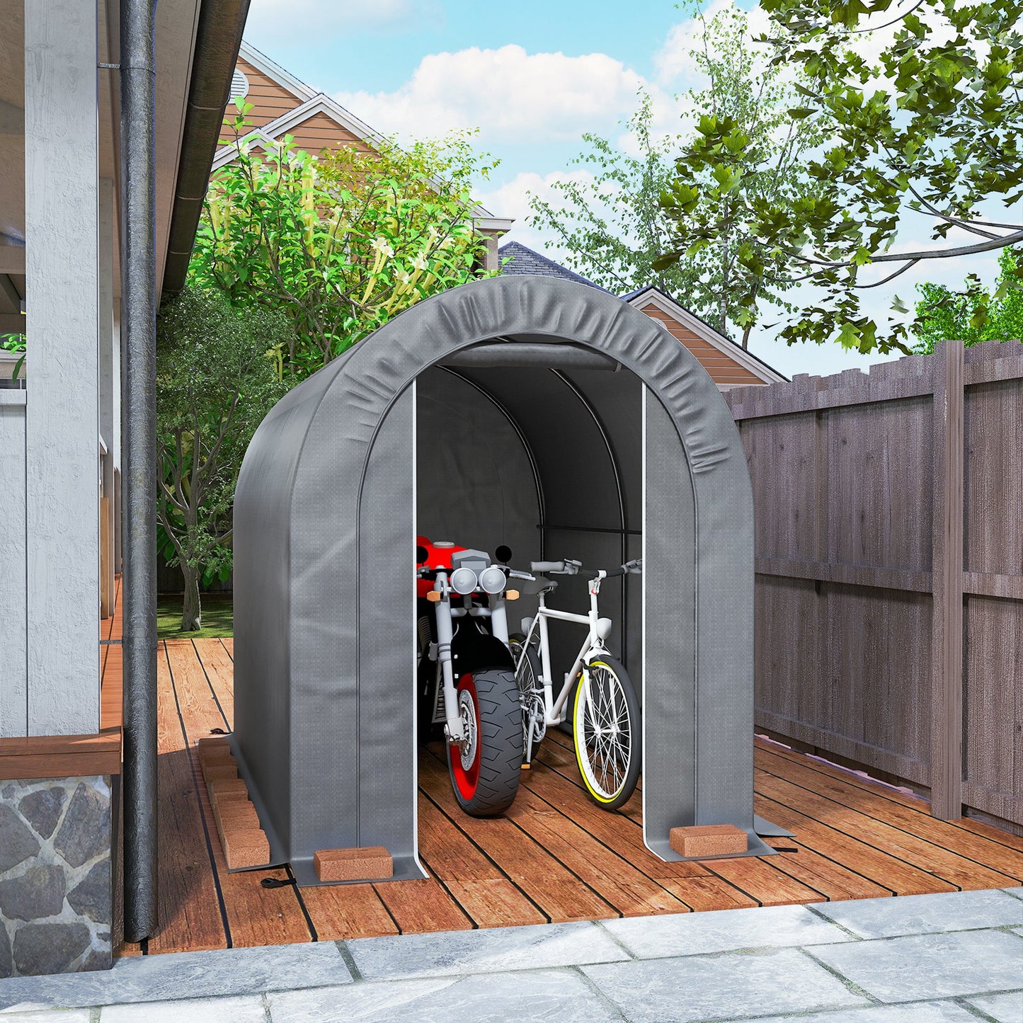 Outdoor Storage Shed, Heavy Duty Galvanized Steel Portable Shed for Bike, Motorcycle, Garden Tools, Black