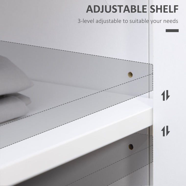 Kitchen Storage Cabinet with Drawers and Shelf - White