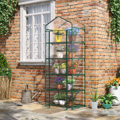 27.25" x 19.25" x 76" Clear 5-Tier Greenhouse with Shelf Clips